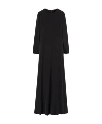 Loro Piana Round-collar Long-sleeved Dress In Black