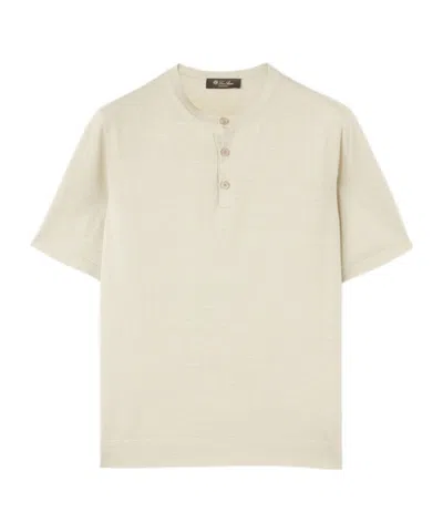 Loro Piana Round-collar Short-sleeve Sweater In Apple Tree Color