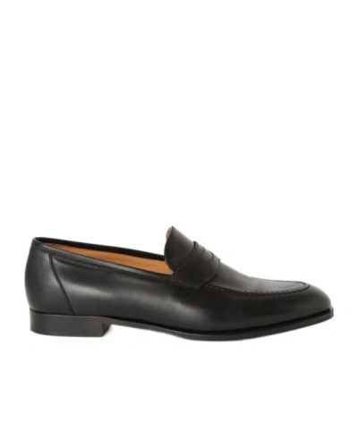 Loro Piana Round Head Loafer Shoes In Black