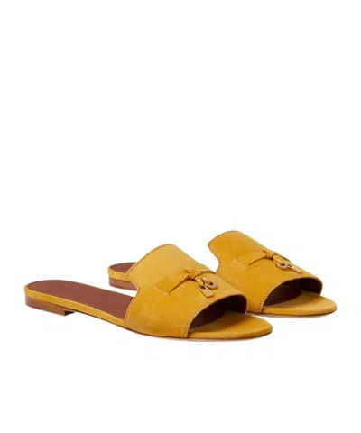 Loro Piana Round Head Slippers In Yellow
