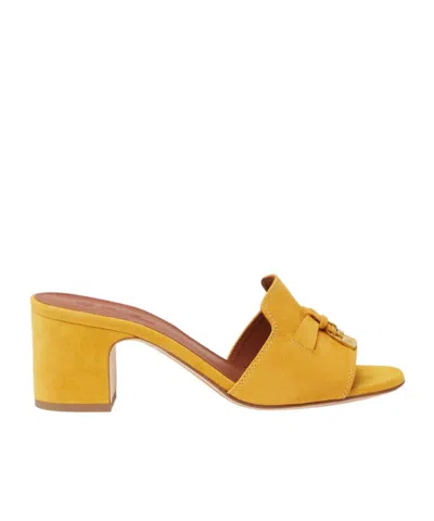 Loro Piana Round-headed High-heeled Sandals In Yellow