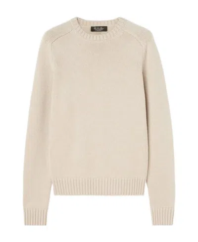Loro Piana Round-neck And Long-sleeved Sweater In Nude