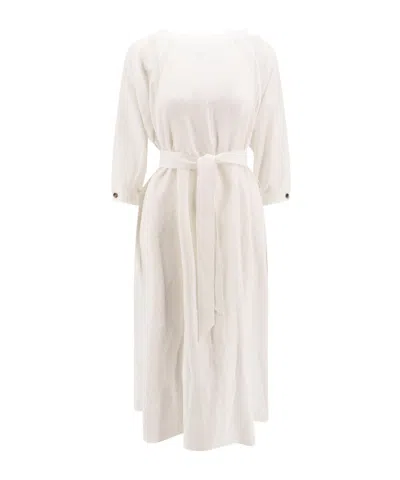 Loro Piana Round Neck Dress In White