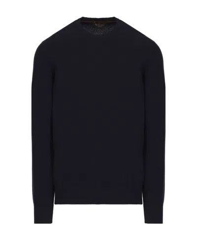 Loro Piana Round-neck Knitted Pullover In Navy Blue