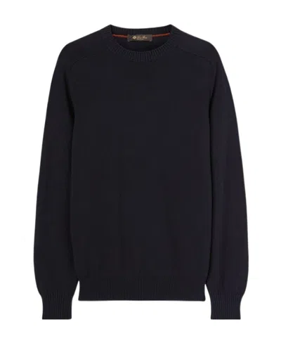 Loro Piana Round Neck Long-sleeved Sweater In Black