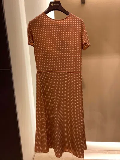 Loro Piana Round Neck Short-sleeved Dress In Brown