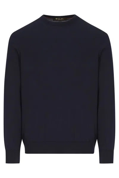 Loro Piana Men's Vicuna Wool Crewneck Sweater In Navy