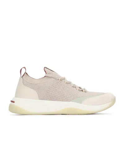 Loro Piana Round-toe Casual Sneakers In White