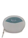 Loro Piana Round Zip Pouch In Grey