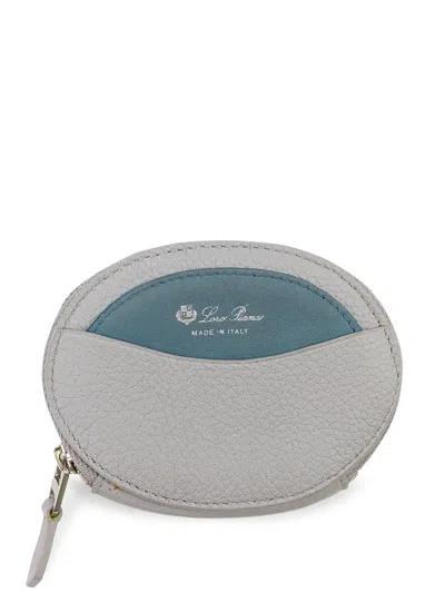 Loro Piana Round Zip Pouch In Grey