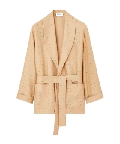Loro Piana Roxanne Robe In Melonpan/grey Pois