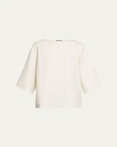 Loro Piana Royal Lightness 3/4-sleeve Blouse In White