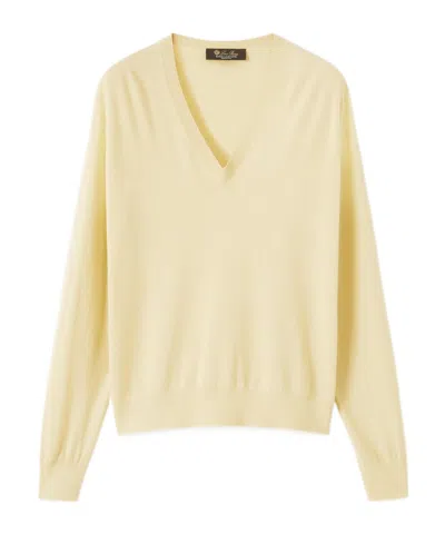 Loro Piana Royal Lightness V-neck In Yellow