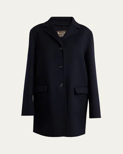 Loro Piana Rylan Single-breasted Baby Cashmere Coat In Blue Navy