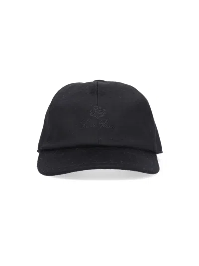 Loro Piana Embroidered Logo Cap In Black  