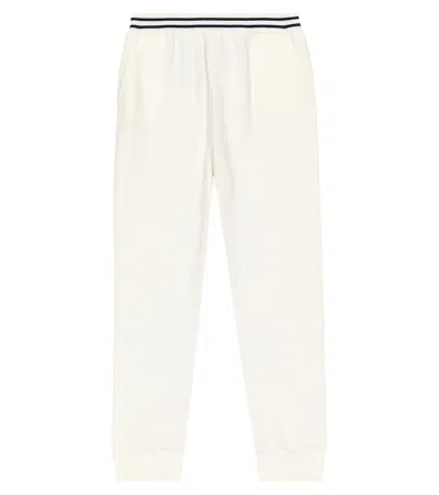 Loro Piana Kids' Sailor Cotton And Silk Sweatpants In White/dark Sea