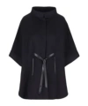Loro Piana Belted Leather-trimmed Cashmere Cape In Black