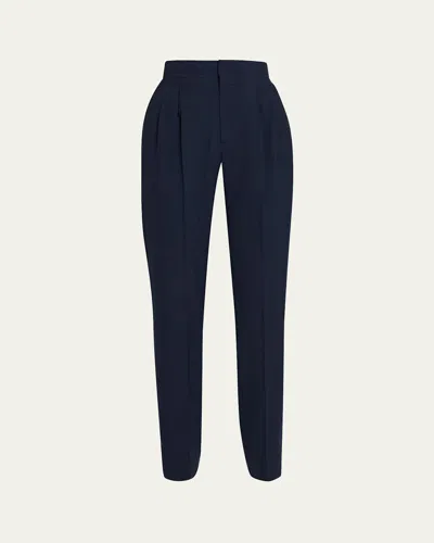 Loro Piana Sam Breeze Wool Straight-leg Trousers In Blue