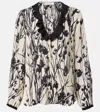 Loro Piana Samantha Floral Ruffled Silk Blouse In Beige