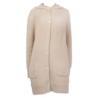 Pre-owned Loro Piana Sand Beige Cashmere Hooded Knit Coat Jacket 46 Xl In Brown