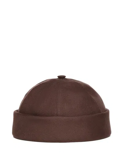Loro Piana Sasha Panelled Adjustable-strap Beanie In Brown