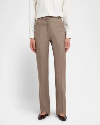 Loro Piana Sawyer Wool Straight-leg Trousers In H06h Steel Brown