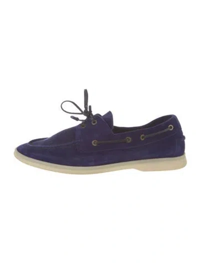 Pre-owned Loro Piana Sea-sail Walk Suede Boat Shoes In Blue