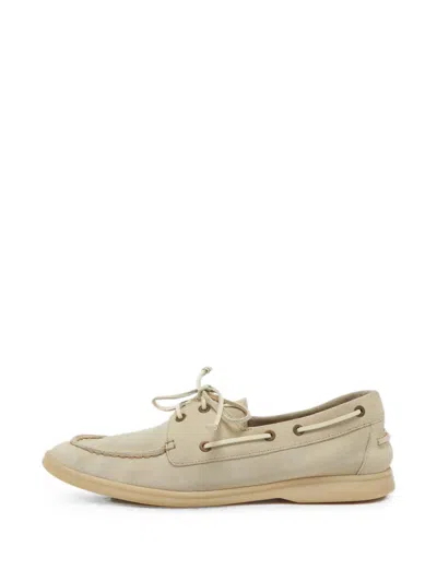 Pre-owned Loro Piana Sea-sail Walk Suede Boat Shoes In Neutral