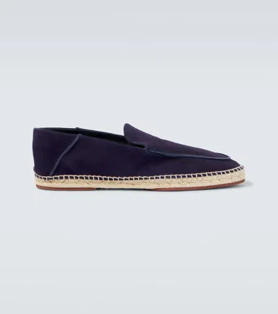 Loro Piana Seaside Walk Suede Espadrilles In Blue