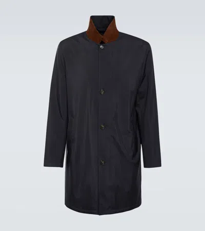 LORO PIANA SEBRING LEATHER-TRIMMED RAINCOAT