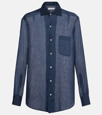 Loro Piana Semi-sheer Ramie Shirt In Blue
