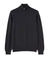 Loro Piana Semi-zipper Sweater In Black/gray Mixed Color