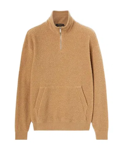 Loro Piana Semi-zipper Wool Cashmere Sweater In Nude