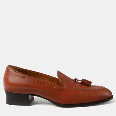 Pre-owned Loro Piana Serge Tassel 39 Glazed Honey Calfskin Loafer In Brown