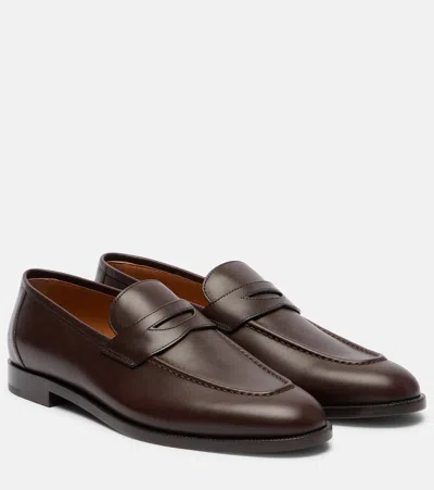 Loro Piana Sergio Leather Penny Loafers In Brown