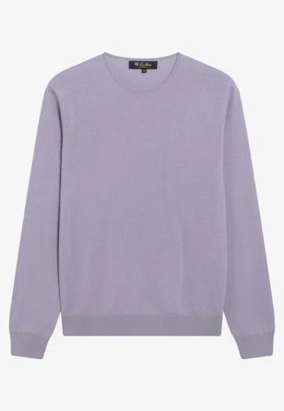 Loro Piana Sergio Crewneck Cashmere Sweater In Purple In Blue