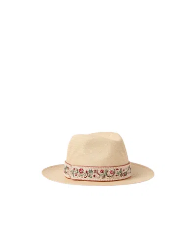 Loro Piana Sergio Hat In Renkon Beige/twisty Orange