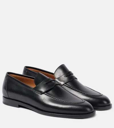 Loro Piana Sergio Leather Loafers In Black