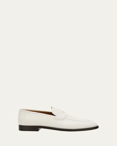 Loro Piana Sergio Leather Loafers In White