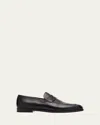 Loro Piana Sergio Leather Penny Loafers In Black