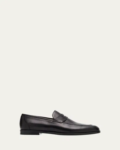 Loro Piana Sergio Leather Penny Loafers In Animal Print