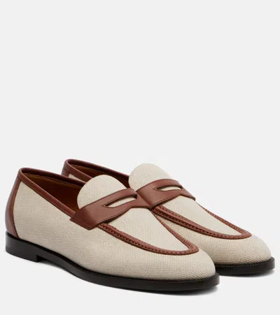 Loro Piana Sergio Loafers In Natural-coloured Canvas And Leather In Neutral