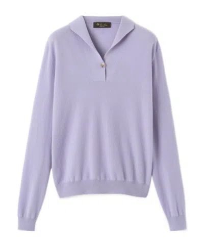 Loro Piana Sergio Cashmere Polo Sweater In Purple