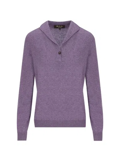 Loro Piana Sergio Polo-collar Sweater In Purple