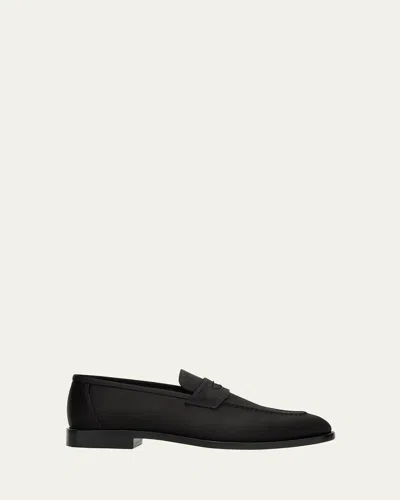 Loro Piana Sergio Satin Penny Loafers In Black