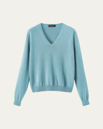 Loro Piana Sergio V-neck Cashmere Sweater In Blue