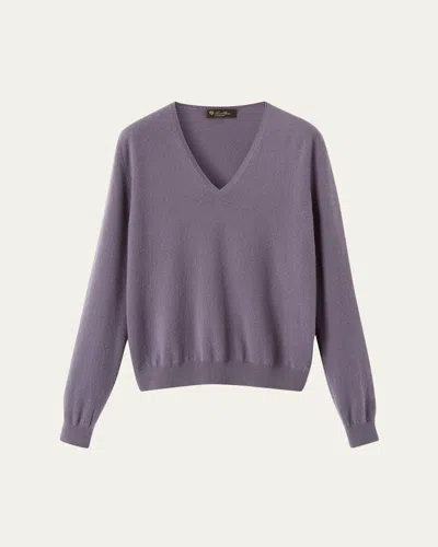Loro Piana Sergio V-neck Cashmere Sweater In Purple