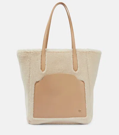 Loro Piana Sesia Large Leather Tote Bag In Ancient Paper/light Mastic