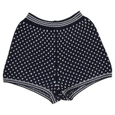 Pre-owned Loro Piana Share  Women Woven Jacquard Knit Cotton Shorts Us 8 It 44 Blue White B