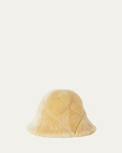 Loro Piana Shearling Cloche In Creamy Cashmere Mela